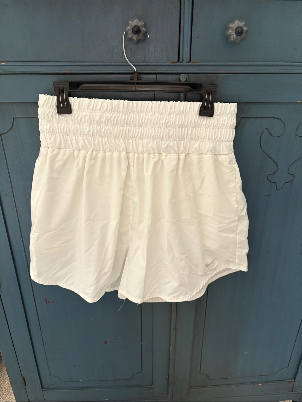 Nike Women's High-Waist Smocked White Athletic Shorts